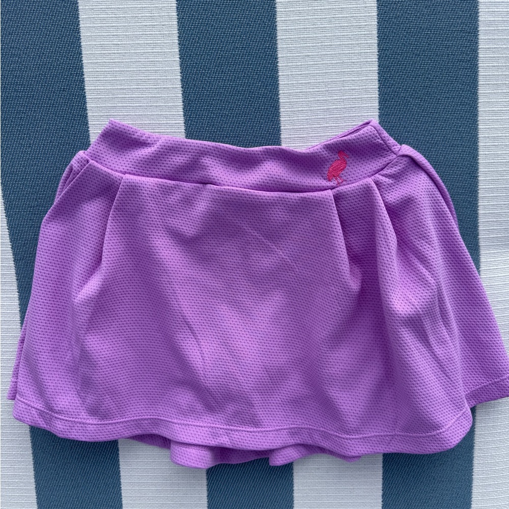 The Beaufort Bonnet Company Purple Mesh Skort with Flamingo Accent
